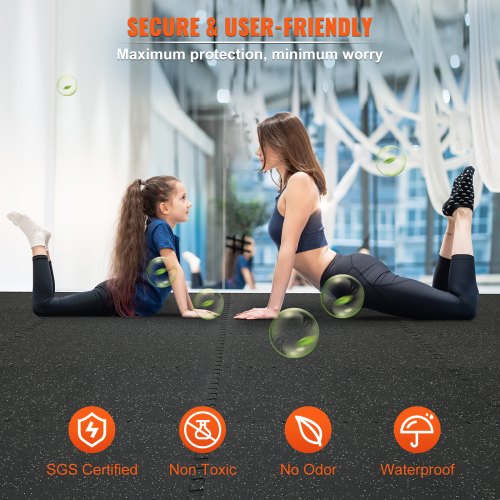 Interlocking Gym Floor Mats Thick, EVA Foam & Rubber Top, Waterproof Puzzle Exercise Flooring for Gym, Home, Garage