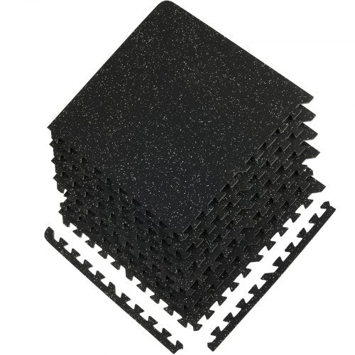 Interlocking Gym Floor Mats Thick, EVA Foam & Rubber Top, Waterproof Puzzle Exercise Flooring for Gym, Home, Garage