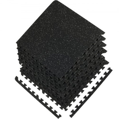 Interlocking Gym Floor Mats Thick, EVA Foam & Rubber Top, Waterproof Puzzle Exercise Flooring for Gym, Home, Garage