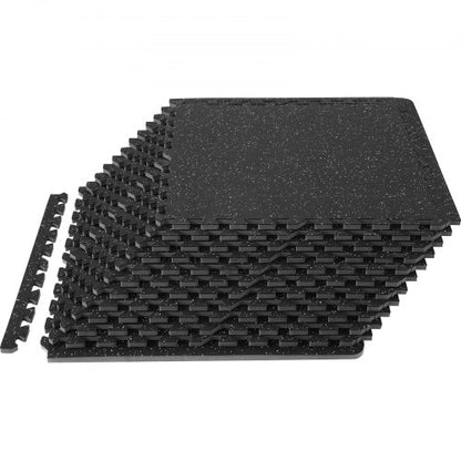 Interlocking Gym Floor Mats Thick, EVA Foam with Rubber Top, Waterproof Puzzle Exercise Flooring for Gym, Home, Garage