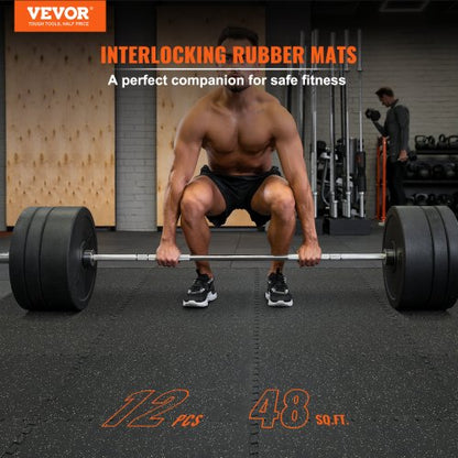 Interlocking Gym Floor Mats Thick, EVA Foam with Rubber Top, Waterproof Puzzle Exercise Flooring for Gym, Home, Garage