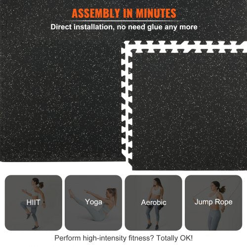 Interlocking Gym Floor Mats Thick, EVA Foam with Rubber Top, Waterproof Puzzle Exercise Flooring for Gym, Home, Garage
