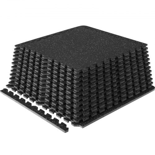 Interlocking Gym Floor Mats Thick, EVA Foam with Rubber Top, Waterproof Puzzle Exercise Flooring for Gym, Home, Garage