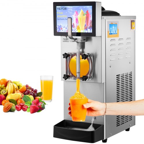 Commercial Slushy Machine Single Bowl, Stainless Steel Margarita Smoothie Frozen Drink Maker with Cool & Freeze Modes