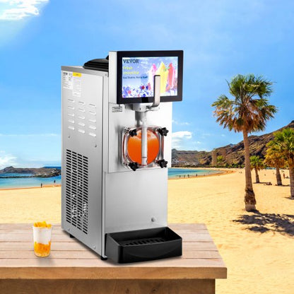 Commercial Slushy Machine Single Bowl, Stainless Steel Margarita Smoothie Frozen Drink Maker with Cool & Freeze Modes