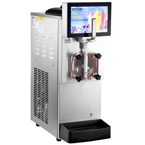 Commercial Slushy Machine Single Bowl, Stainless Steel Margarita Smoothie Frozen Drink Maker with Cool & Freeze Modes