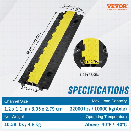 Heavy-Duty Channel Cable Protector Ramp Load TPU Wire Cable Cover Ramp, Durable Cord & Hose Management