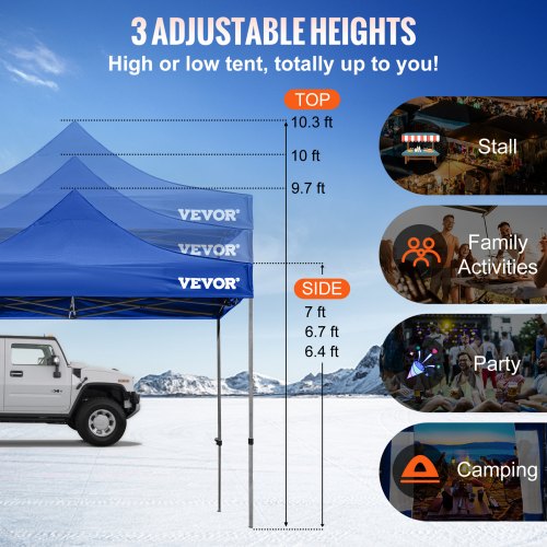 Pop Up Canopy Tent Outdoor Patio Gazebo Tent with Removable Sidewalls & Wheeled Bag, UV Resistant Waterproof Instant