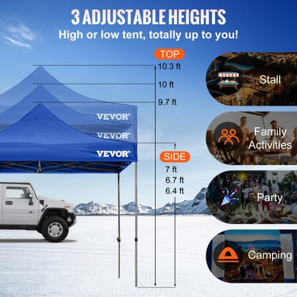 Pop Up Canopy Tent Outdoor Patio Gazebo Tent with Removable Sidewalls & Wheeled Bag, UV Resistant Waterproof Instant