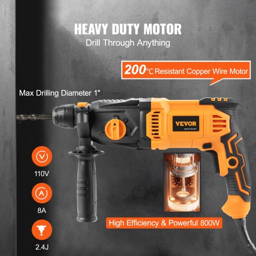 Corded Drills Electric Demolition Hammers SDSPlus Rotary Hammer Drill Power Tool 3