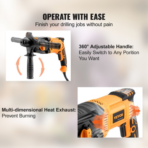 Corded Drills Electric Demolition Hammers SDSPlus Rotary Hammer Drill Power Tool 4