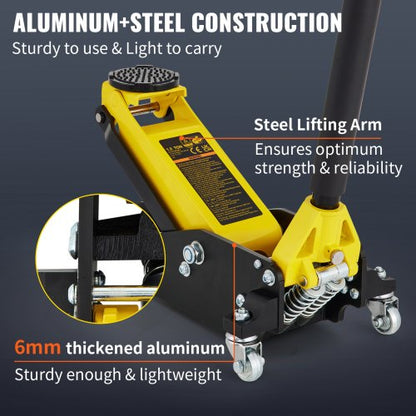Aluminum And Steel Racing Floor Jack With Dual Pistons Quick Lift Pump Floor Jack Lifting 4