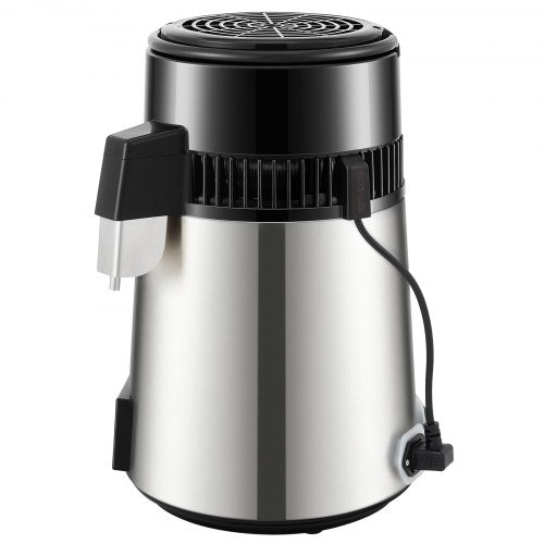 Distilled Water Maker Machine, Dual Temp Display, Stainless Steel, with Glass Carafe, Cleaning Powder, and Carbon Packs