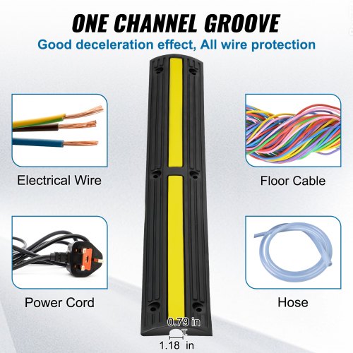 Cable Protector Ramp Channel Rubber Speed Bumps High Lbs Axle Capacity Floor Cord Cable Protector 4