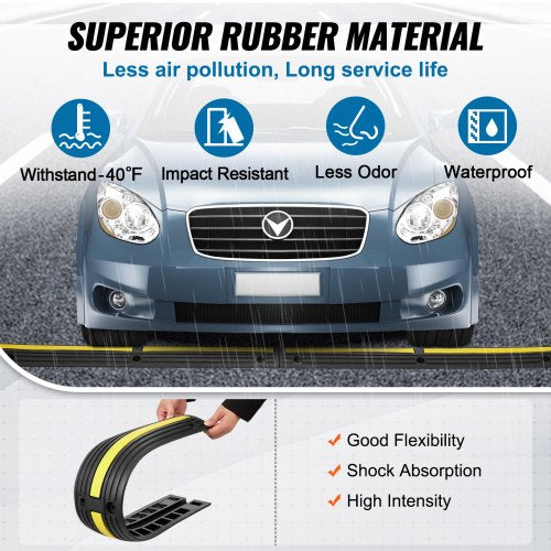 Cable Protector Ramp Channel Rubber Speed Bumps High Lbs Axle Capacity Floor Cord Cable Protector 6
