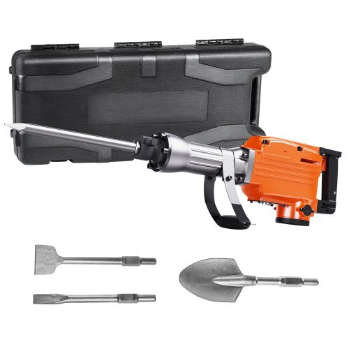 Heavy Duty Electric Jack Hammer  BPM Concrete Breaker With Chisels Rotating Handle Vibration Absorb 10