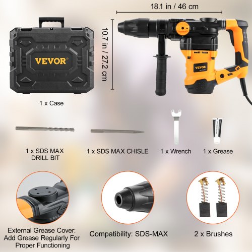 Corded Drill SDSMax Rotary Hammer Drill Electric Demolition Hammers With Variable Speed 7
