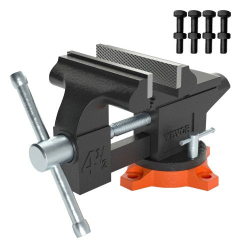 Heavy Duty Bench Vise with Anvil Swivel Base and Multipurpose Jaw