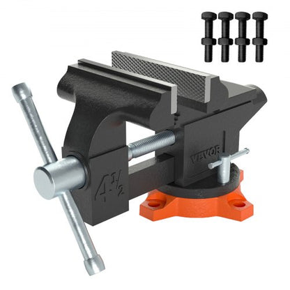 Heavy Duty Bench Vise with Anvil Swivel Base and Multipurpose Jaw