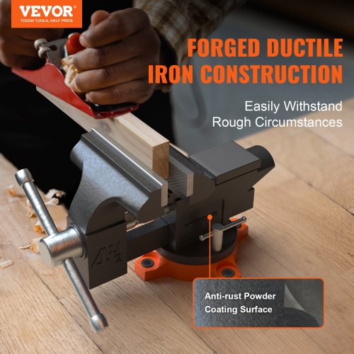 Heavy Duty Bench Vise With Anvil Swivel Base And Multipurpose Jaw 1