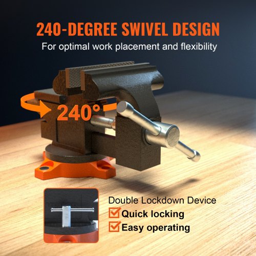 Heavy Duty Bench Vise With Anvil Swivel Base And Multipurpose Jaw 3