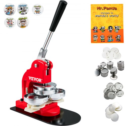 DIY Button Maker Machine Badge Press Kit with Buttons Parts Circle Cutter and Mr Panda Magic Book