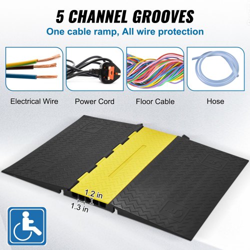 Durable Channel Rubber Cable Guard For ADA Compliant Driveway Speed Control High Lbs Load Capacity  6