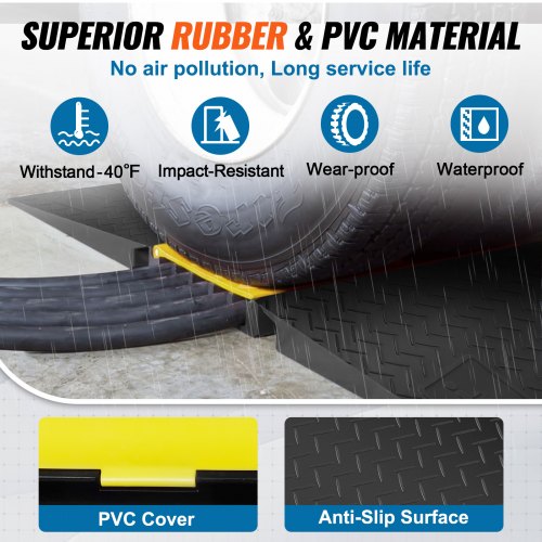 Durable Channel Rubber Cable Guard For ADA Compliant Driveway Speed Control High Lbs Load Capacity  2