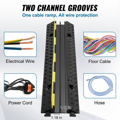 Durable Rubber Cable Ramp Dual Channel Design High Lbs Load Capacity Hose And Wire Protection With  6