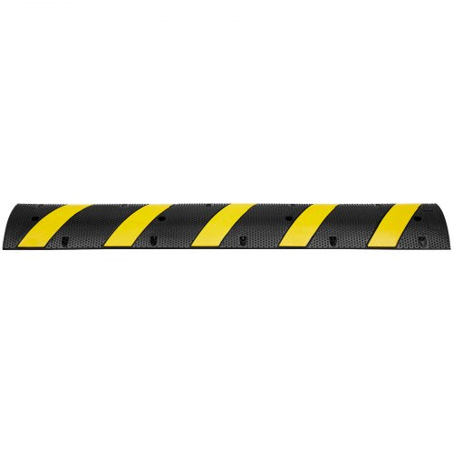 Heavy Duty Rubber Speed Hump High Lbs Capacity With Reflective Yellow Strip Channel For Asphalt Con 8