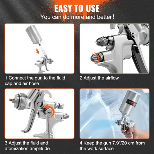 Professional HVLP Air Spray Gun Kit Gravity Feed Sprayer Aluminum Cup With Air Regulator Touch Up P 5