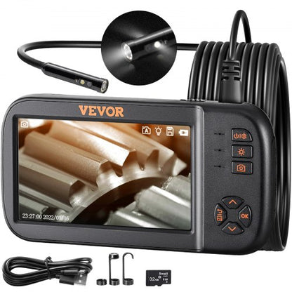 Triple Lens Borescope Camera, Inspection Camera with LED Light, Waterproof Drain Snake, Card
