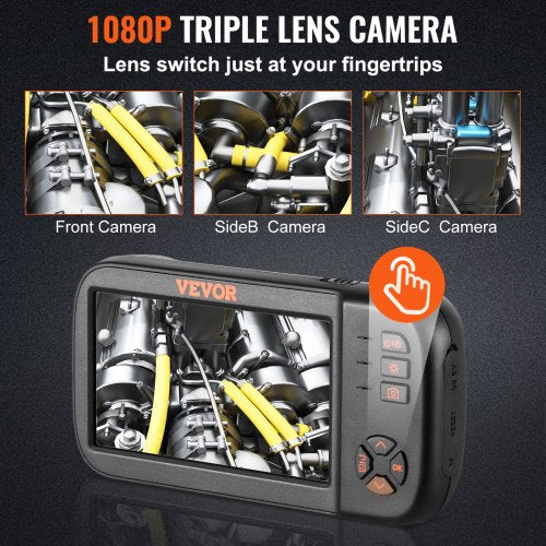 Triple Lens Borescope Camera Inspection Camera With LED Light Waterproof Drain Snake Card 4
