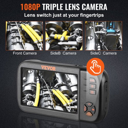 Triple Lens Borescope Camera Inspection Camera With LED Light Waterproof Drain Snake Card 4