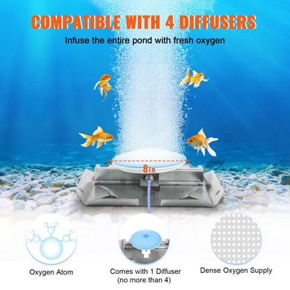 Pond Aeration Kit HP Compressor Tubing Diffuser For Deep Water Oxygen 3