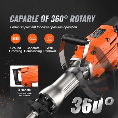 Heavy Duty Demolition Jack Hammer Electric Concrete Breaker With BPM Chisel Bits 2