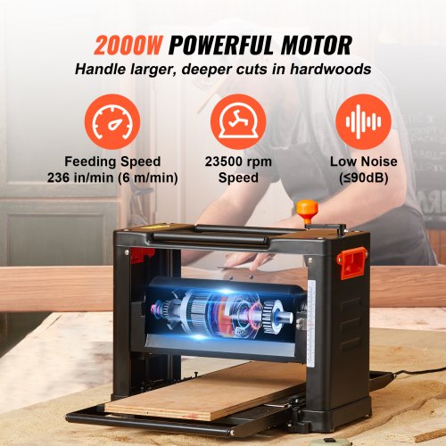 Benchtop Planer Dual Speed ThreeBlade Amp Motor With Extended Input Table 4