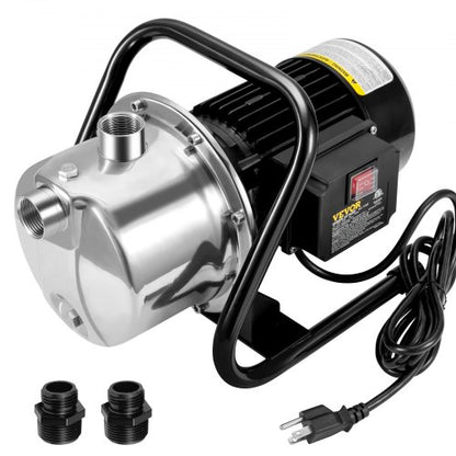 Portable Stainless Steel Garden Jet Pump Shallow Well Pump GPH Height Max Pressure Sprinkle Booster