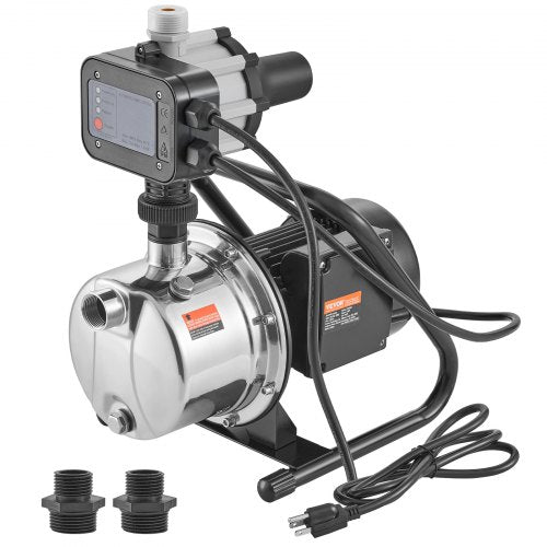 Portable Stainless Steel Jet Pump Shallow Well Pump GPH Head with Automatic Controller for Lawn Irrigation Water