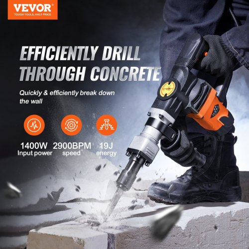 Electric Hammer Demolition Jack Hammer Concrete Breaker With Chisel Bit Industrial Power Tool 1