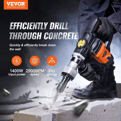 Electric Hammer Demolition Jack Hammer Concrete Breaker With Chisel Bit Industrial Power Tool 1