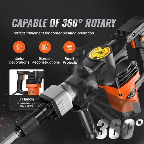 Electric Hammer Demolition Jack Hammer Concrete Breaker With Chisel Bit Industrial Power Tool 5