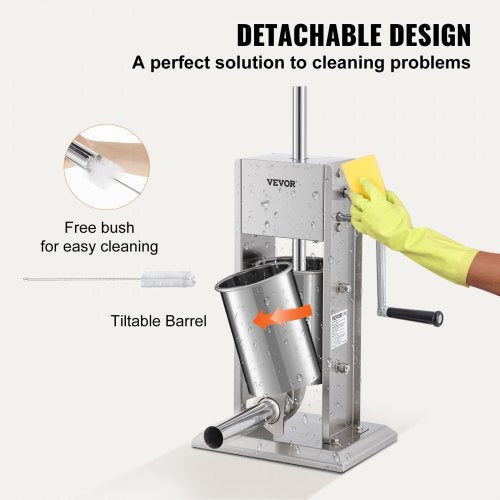 Two Speed Stainless Steel Vertical Sausage Stuffer Manual Sausage Maker With Stuffing Tubes And Sec 6