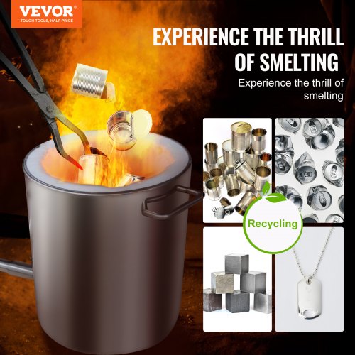 Large Capacity Propane Melting Furnace Kit Stainless Steel Blacksmithing Forge Crucible Tongs 4