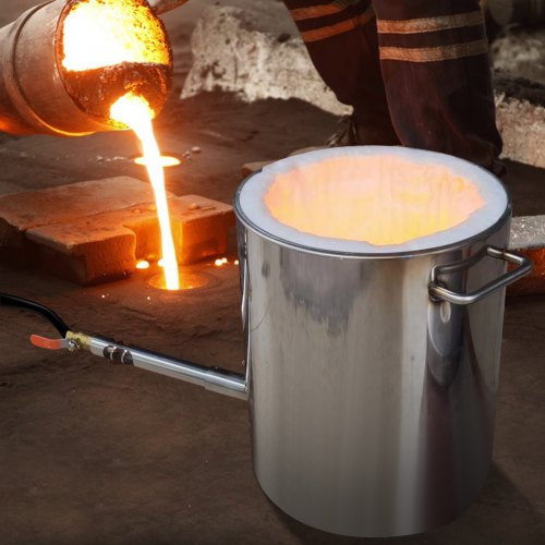 Large Capacity Propane Melting Furnace Kit Stainless Steel Blacksmithing Forge Crucible Tongs 5