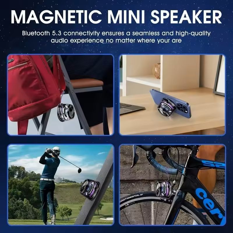 Magnetic Bluetooth Speaker Portable Mini Travel Stereo Light 2