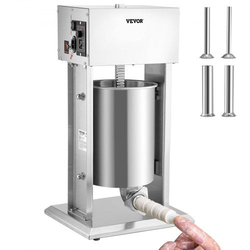 Electric Sausage Stuffer Vertical Stainless Steel Machine with Foot Pedal Stepless Speed Control Stuffing Tubes