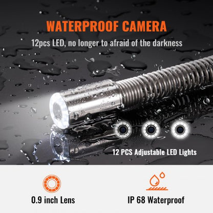 Sewer Camera Semi Rigid Cable Waterproof Inspection Camera With DVR And SD Card 4