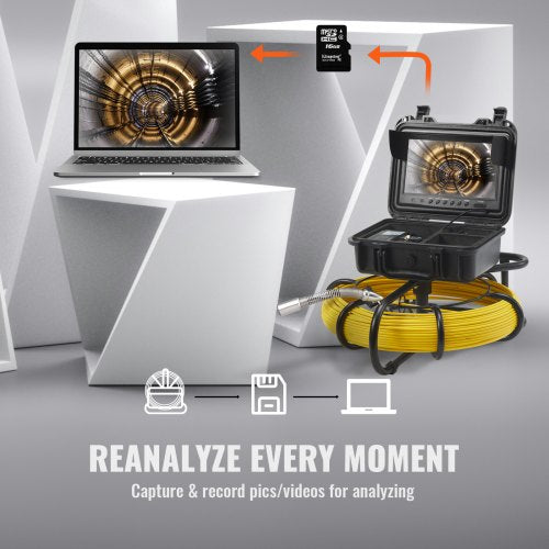 Sewer Camera Semi Rigid Cable Waterproof Inspection Camera With DVR And SD Card 6