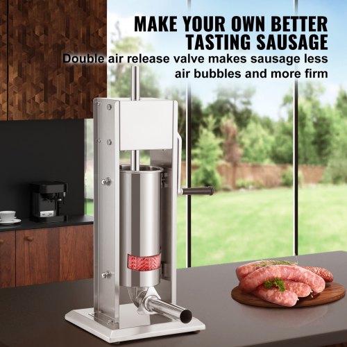 Vertical Manual Sausage Stuffer Stainless Steel Sausage Filling Machine With Tubes Suction Base 3